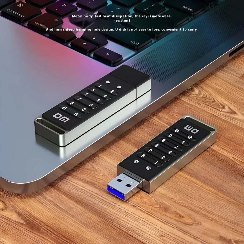 Fingerprint encrypted USB 3.0 flash drive with metal shell and digital button security