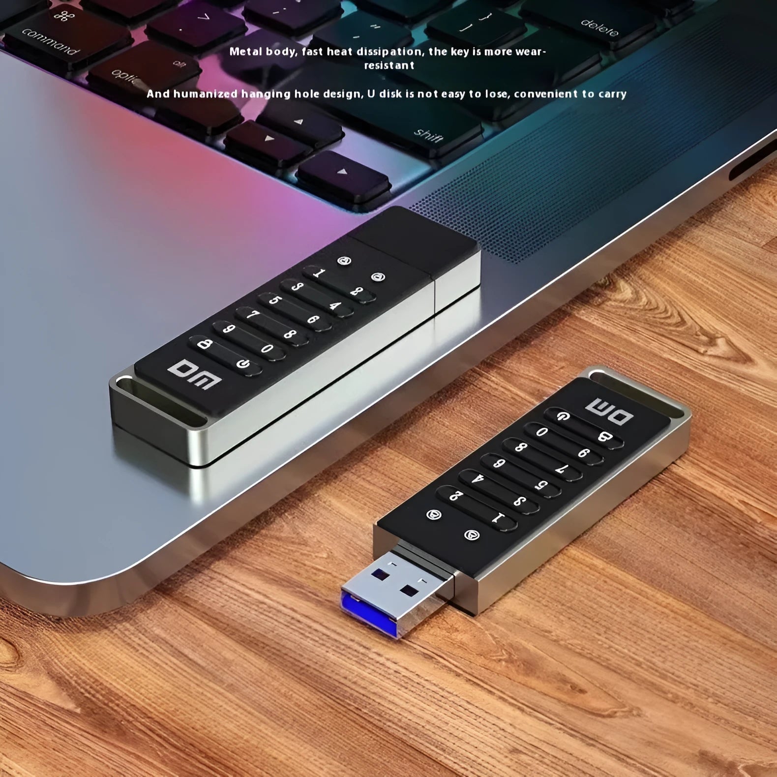 Fingerprint encrypted USB 3.0 flash drive with metal shell and digital button security