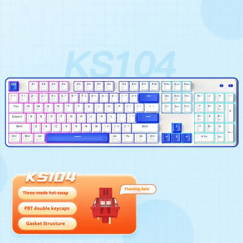 Red Dragon three-mode mechanical keyboard with 104 keys in multiple colour and switch options