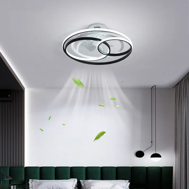 48cm Nordic style ceiling fan lamp with light in black or gold finish