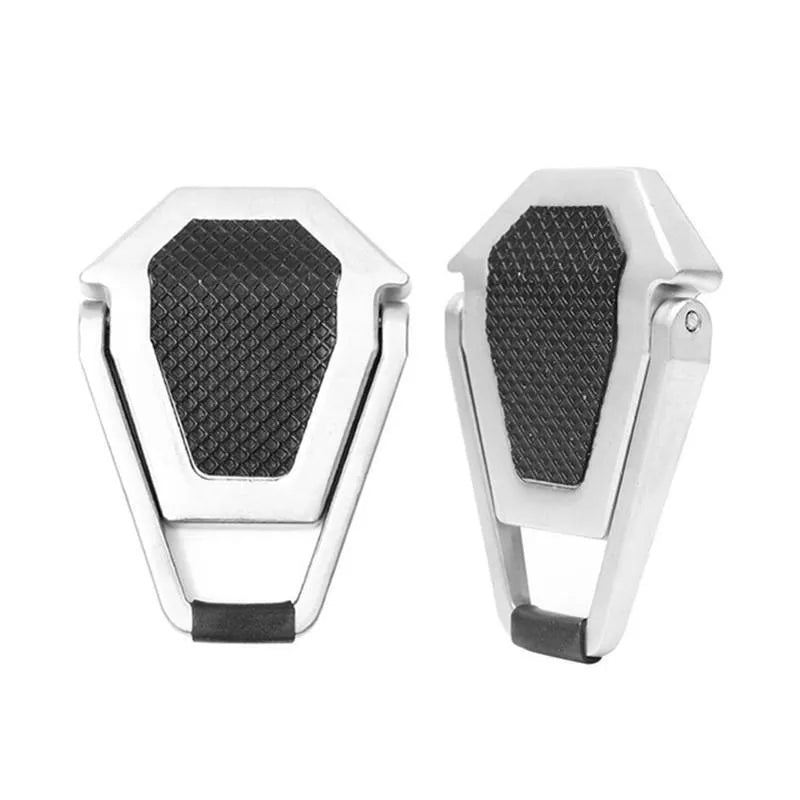 Compact foldable aluminum alloy laptop stand bracket shown in silver and white colour options.