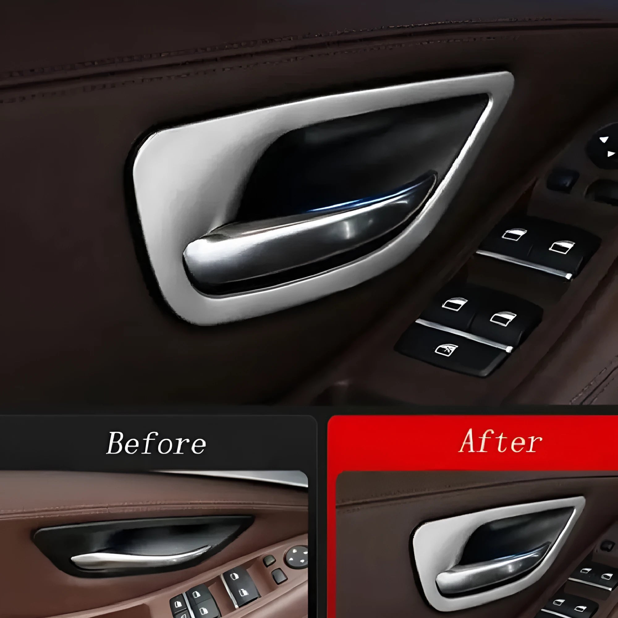 BMW 5 Series F10/F18 interior door handle decorative trim set with stainless steel ABS construction