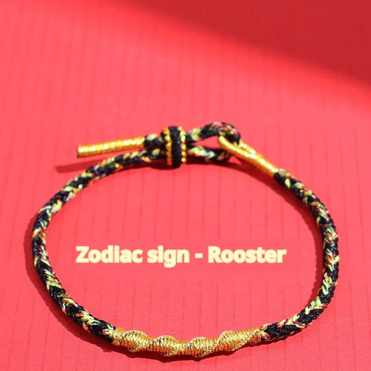 Hand-woven eight-strand colourful guard strap with flexible wire showing zodiac colour options