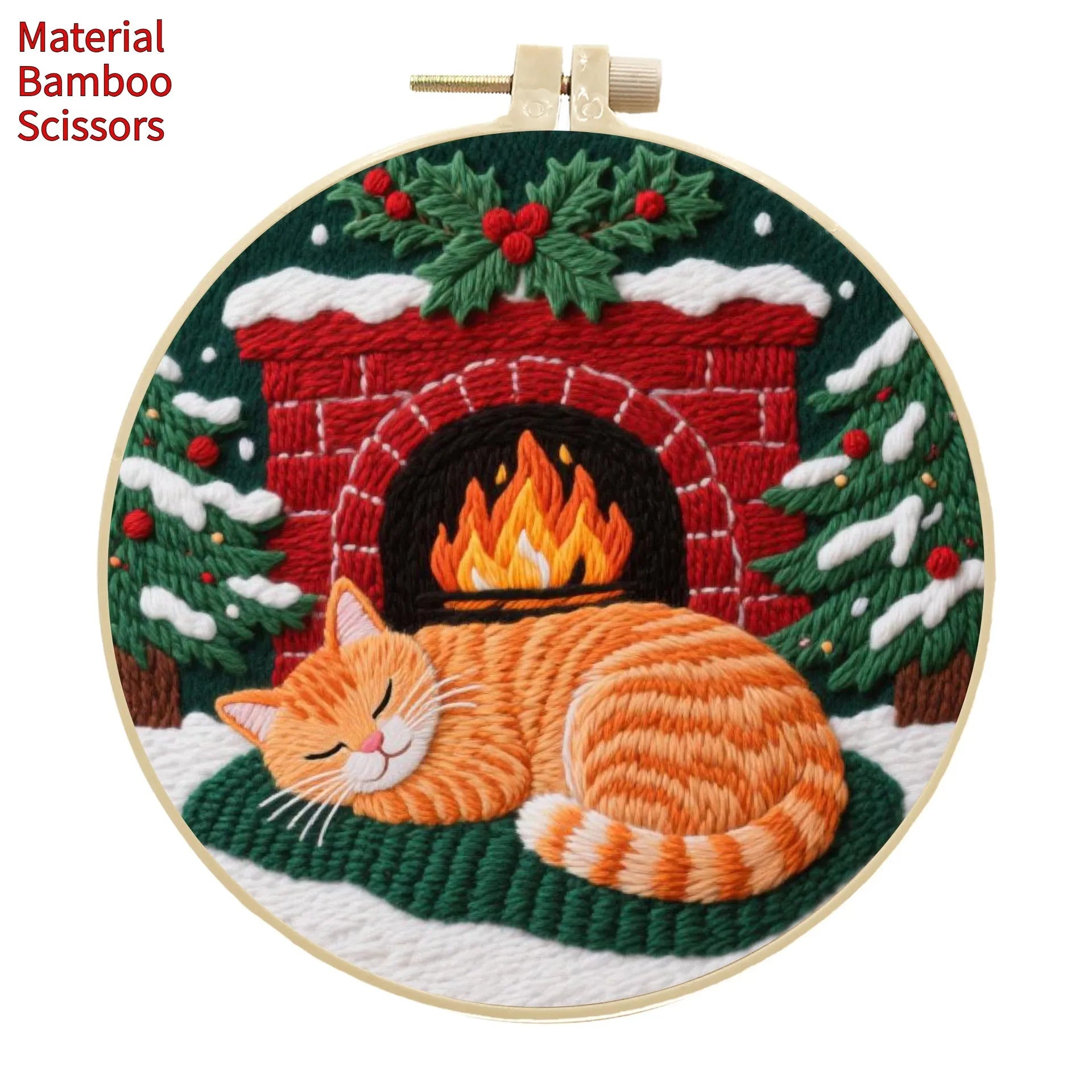 Embroidery material kit with autumn fruit patterns on cotton linen fabric