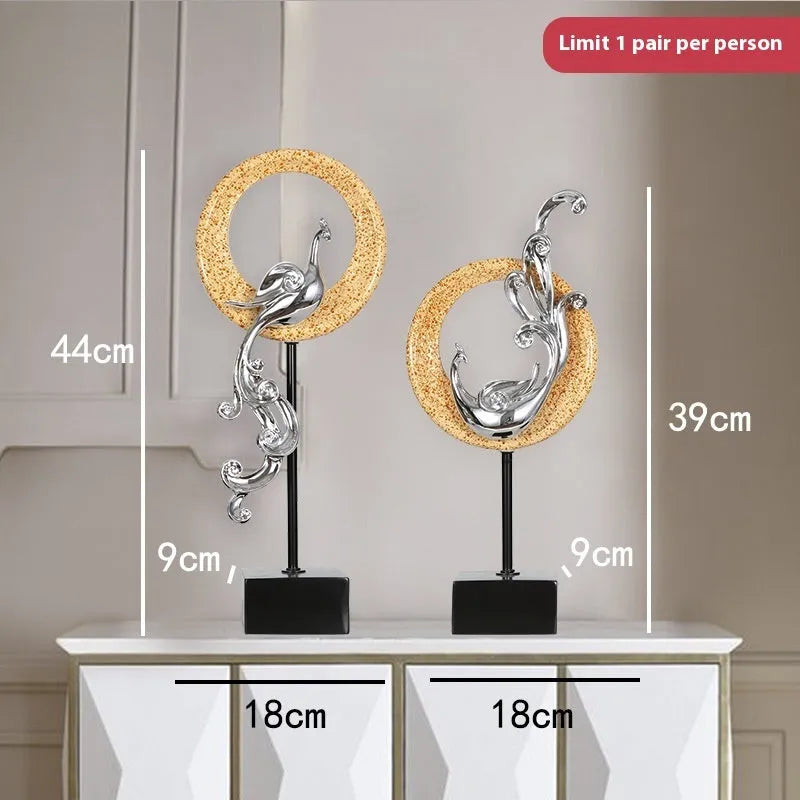 European style synthetic resin Phoenix ornament in rose gold, elegant silver, or festive red colour.