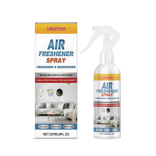 237ml bottle of air freshener spray with menthol formula on a white background