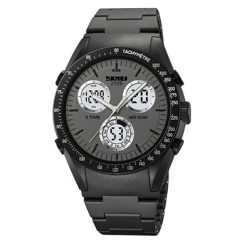 Electronic casual watch with a resin mirror and TPU strap, shown in Army Green camouflage colour.
