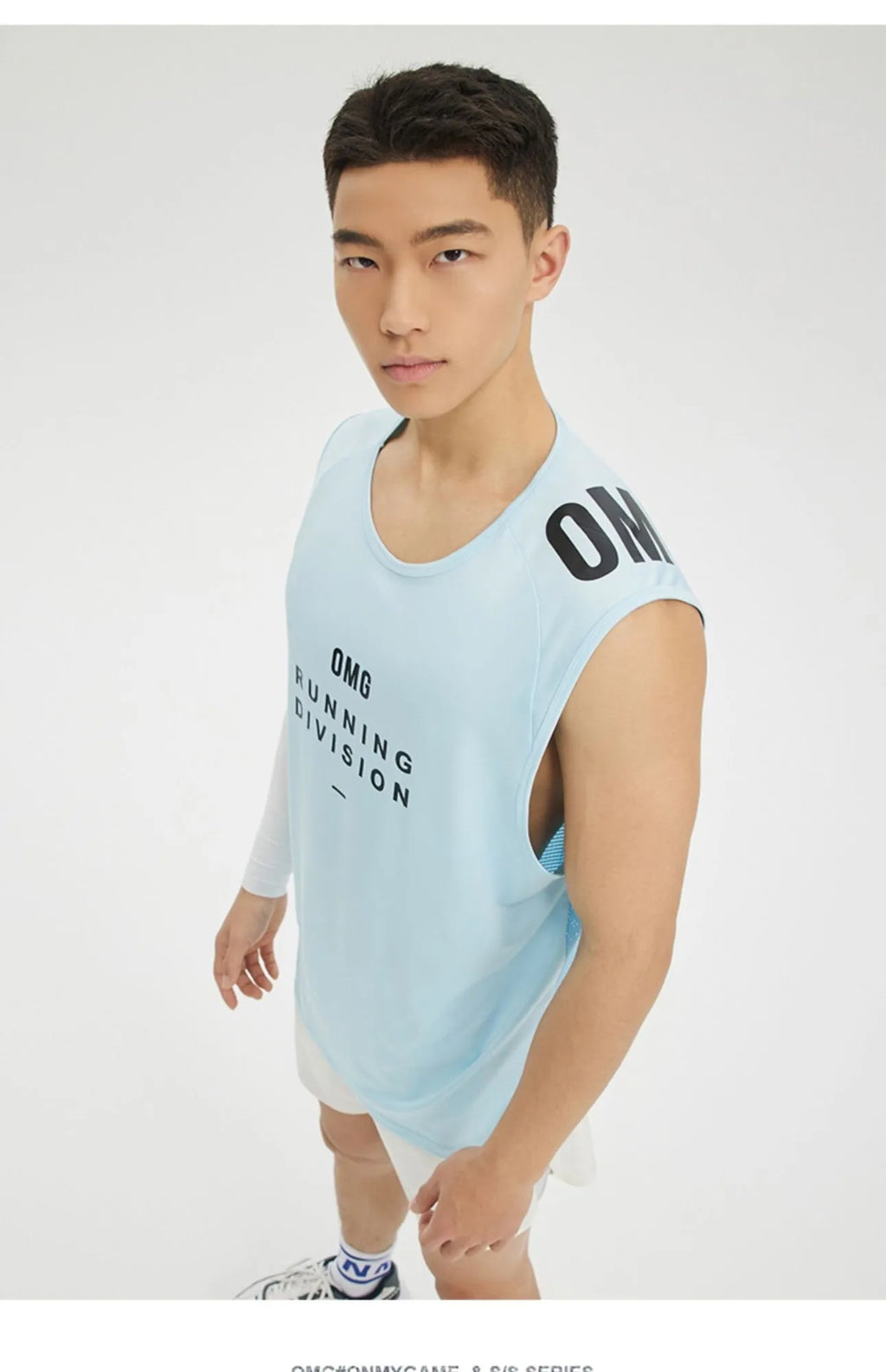 Men's loose fit mesh sports vest in black colour with letters pattern detail