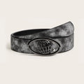 Retro women's belt with oval alloy buckle in thick PU leather vintage style