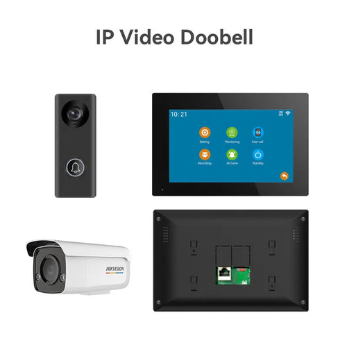 10-inch video intercom doorbell system with 1080P camera and ethernet cable connection