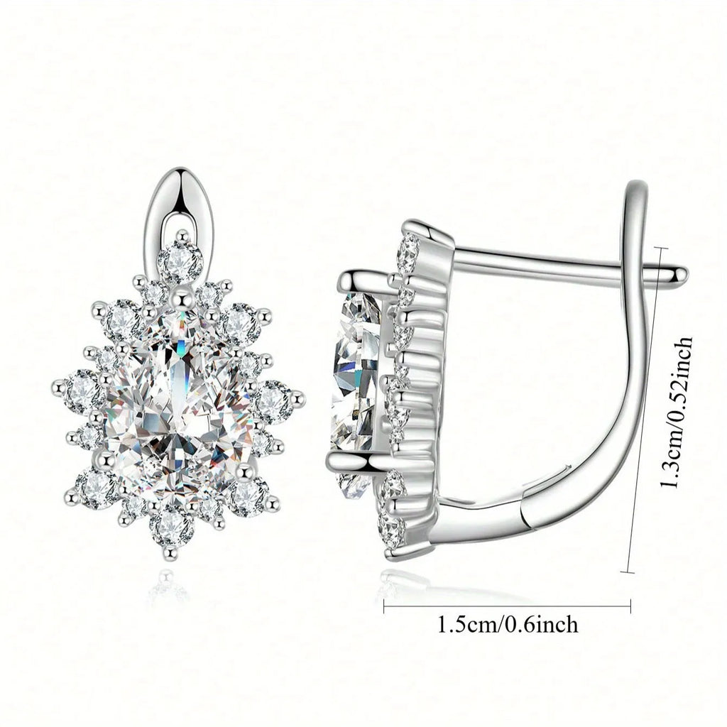 SUNFLOWER water drop women's earrings in white gold silver colour European and American style