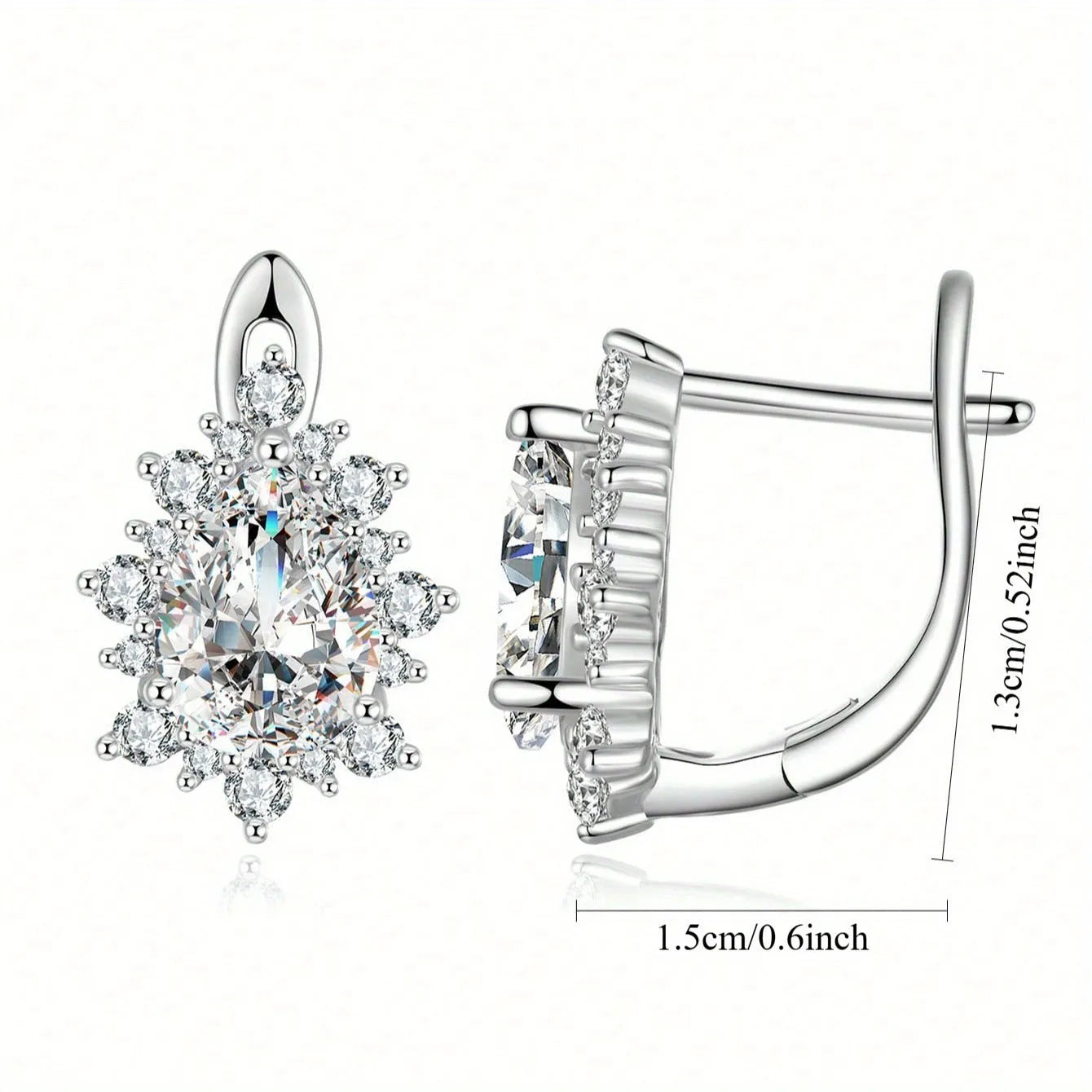 SUNFLOWER water drop women's earrings in white gold silver colour European and American style