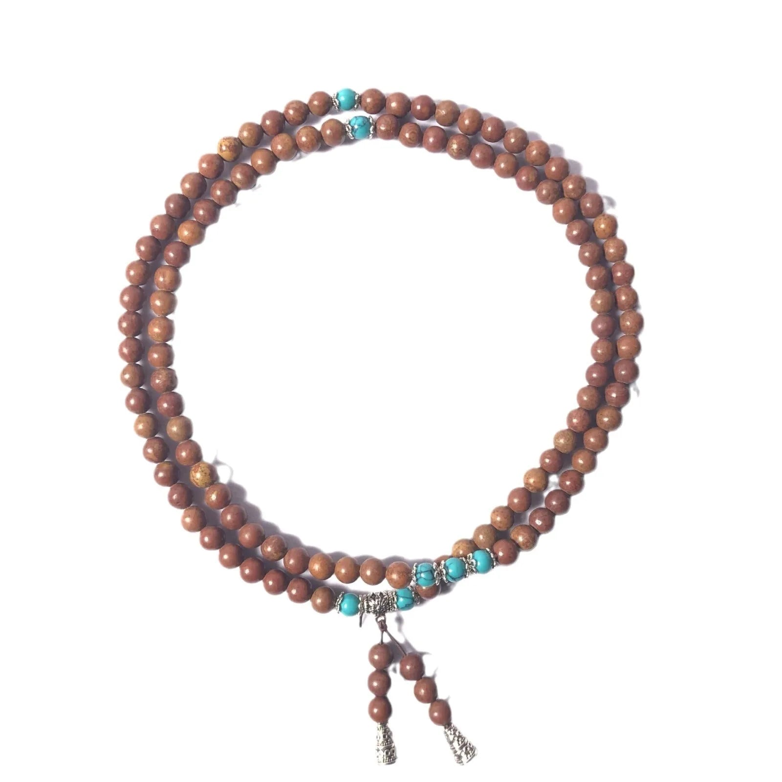 Handmade geometric stone bead bracelet with 108 polished 5-6mm beads