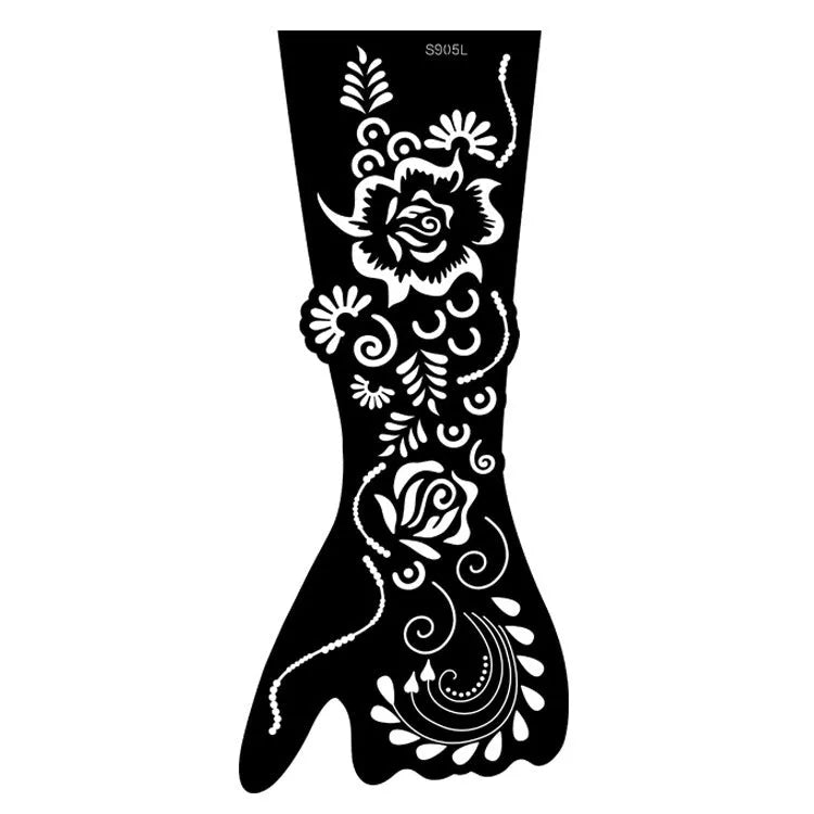 Geometric hollow template tattoo stickers showing intricate cut-out patterns for tattoo stencil applications