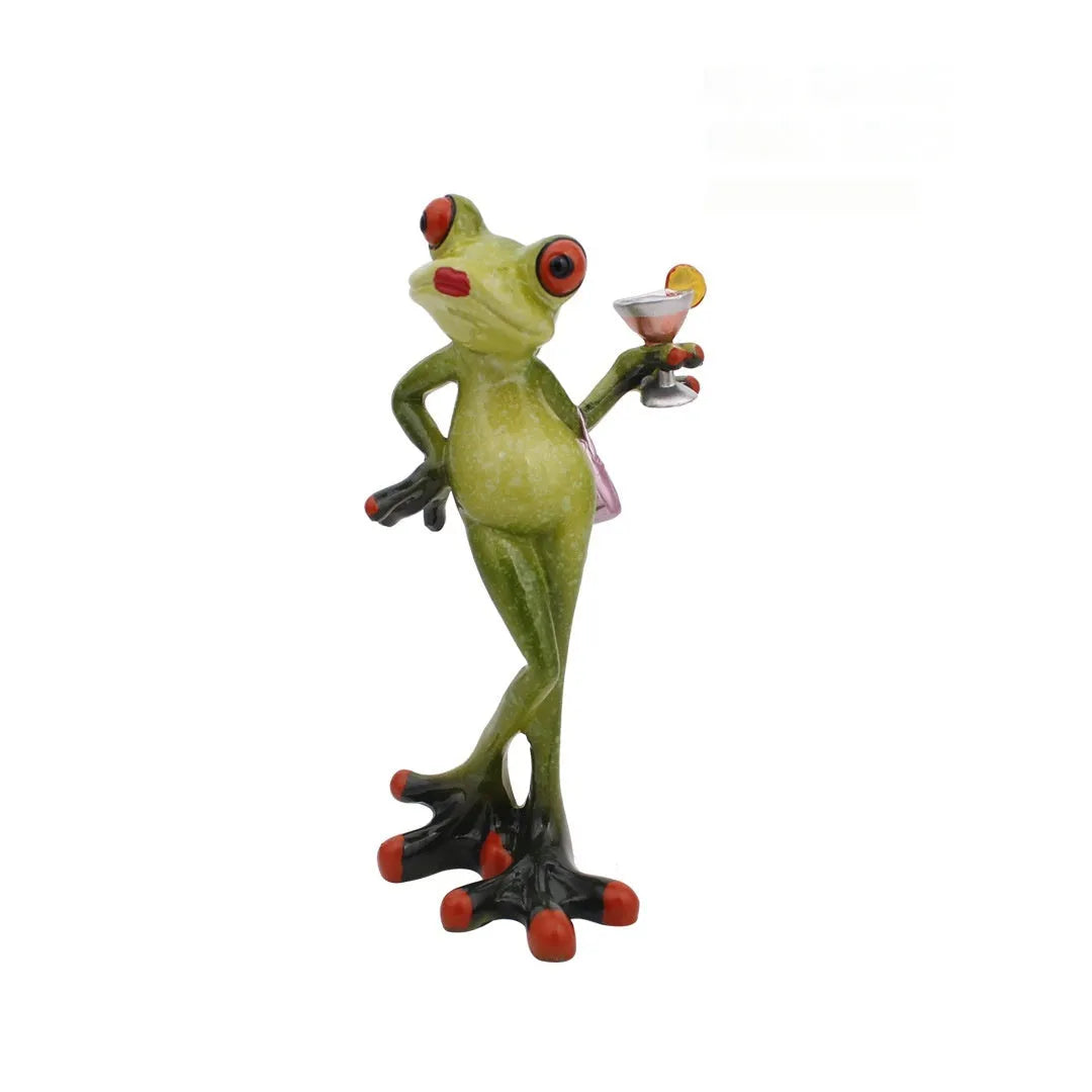 Pastoral style synthetic resin frog ornament for home decoration in living room or study