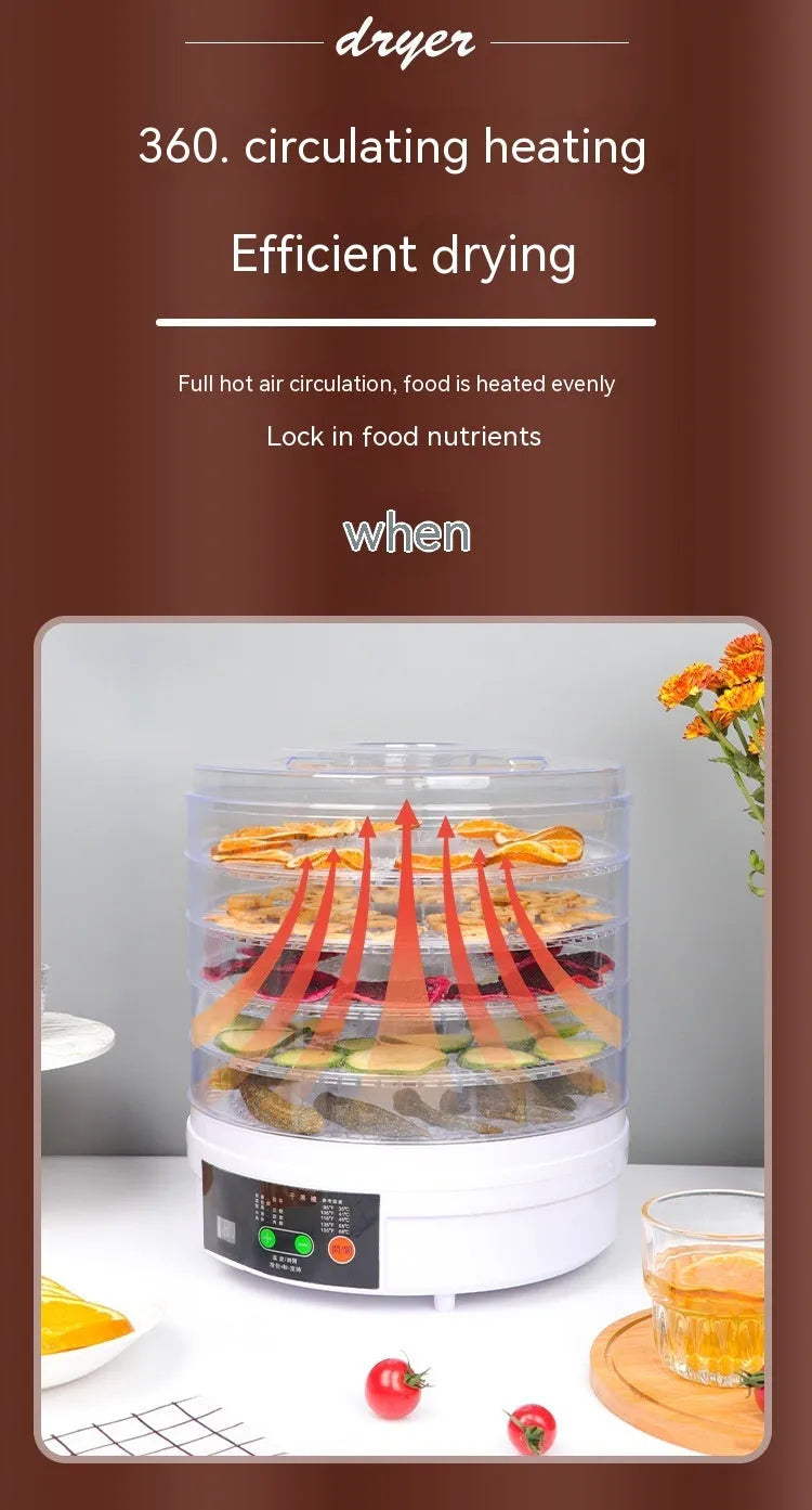 Five-layer household fruit dehydrator food dryer with UK plug