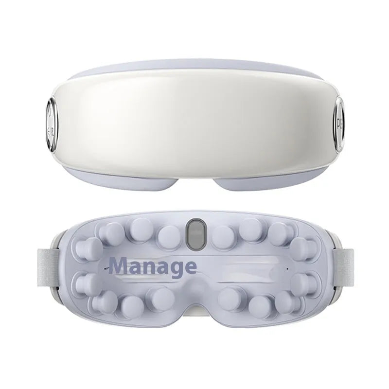 A purplish grey Bluetooth steam hot compress eye massage device on a white background.