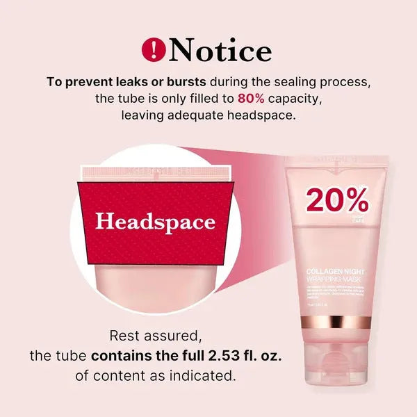 75ml bottle of collagen night sleep mask with application brush for firming and hydrating skin