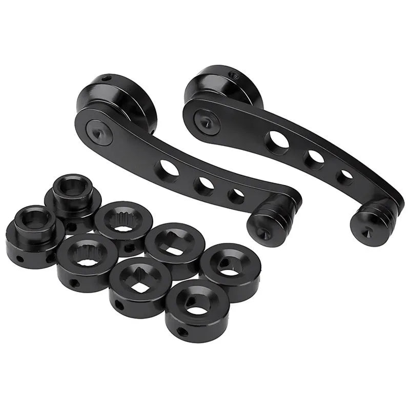 Pair of alloy car modification lifter hand crank accessories in black, blue, red, and silver colour options
