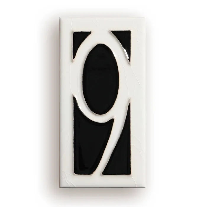 Handmade retro enamel ceramic doorplate showing a number, dimensions 76mm by 152mm