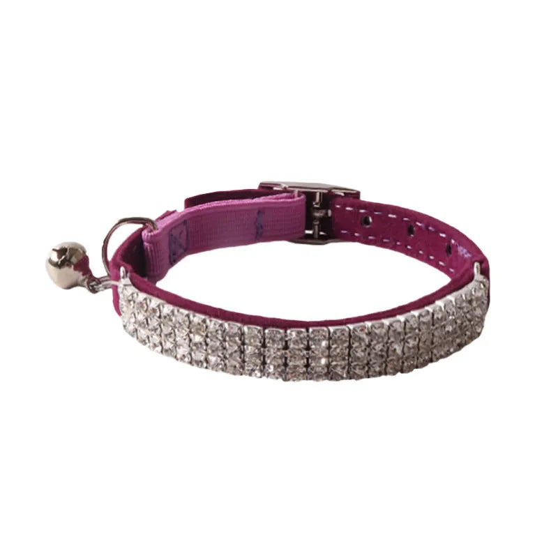 Flannel elastic buckle cat collar in six colour options including pink, black, and red