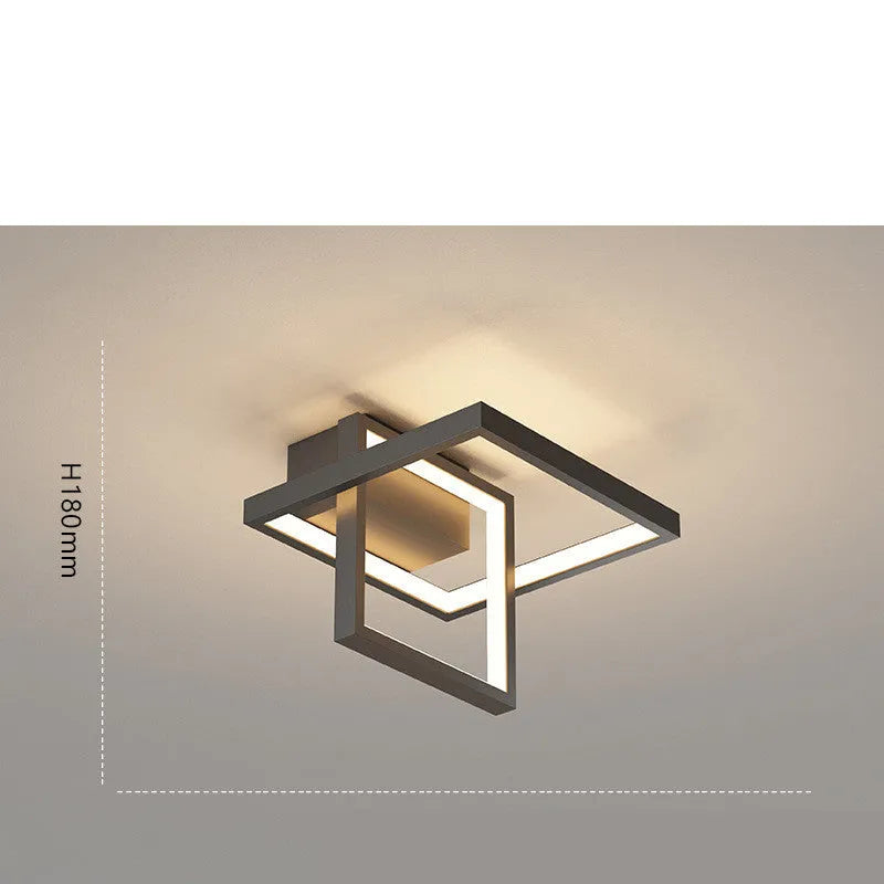 Iron ceiling light LED 20cm square black remote control three-colour change for entrance