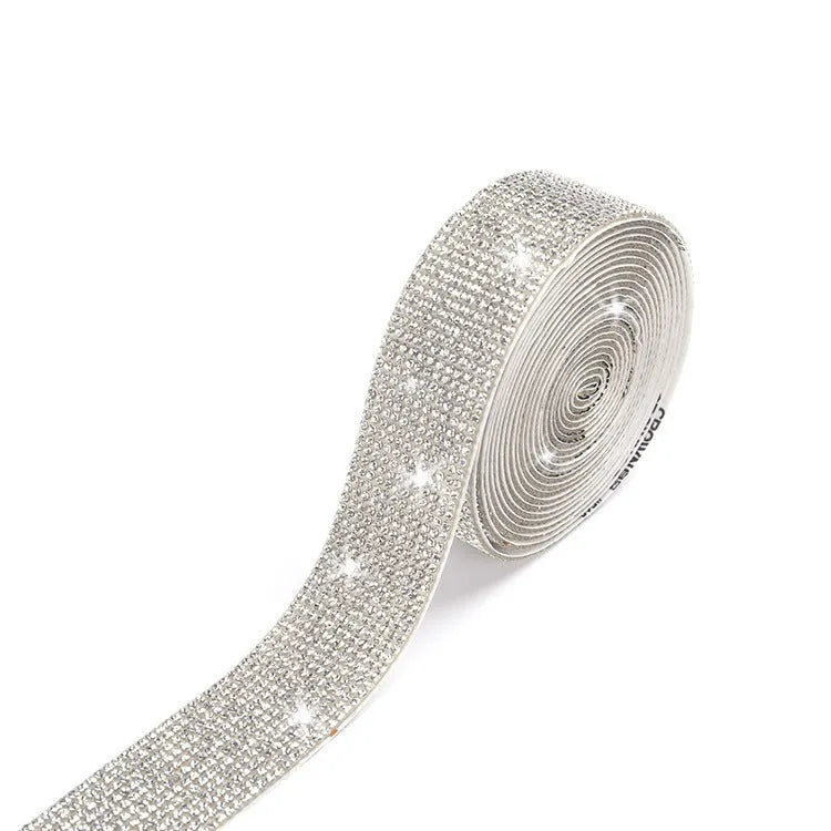 Self-adhesive glass water drill strip for clothing decoration in three widths