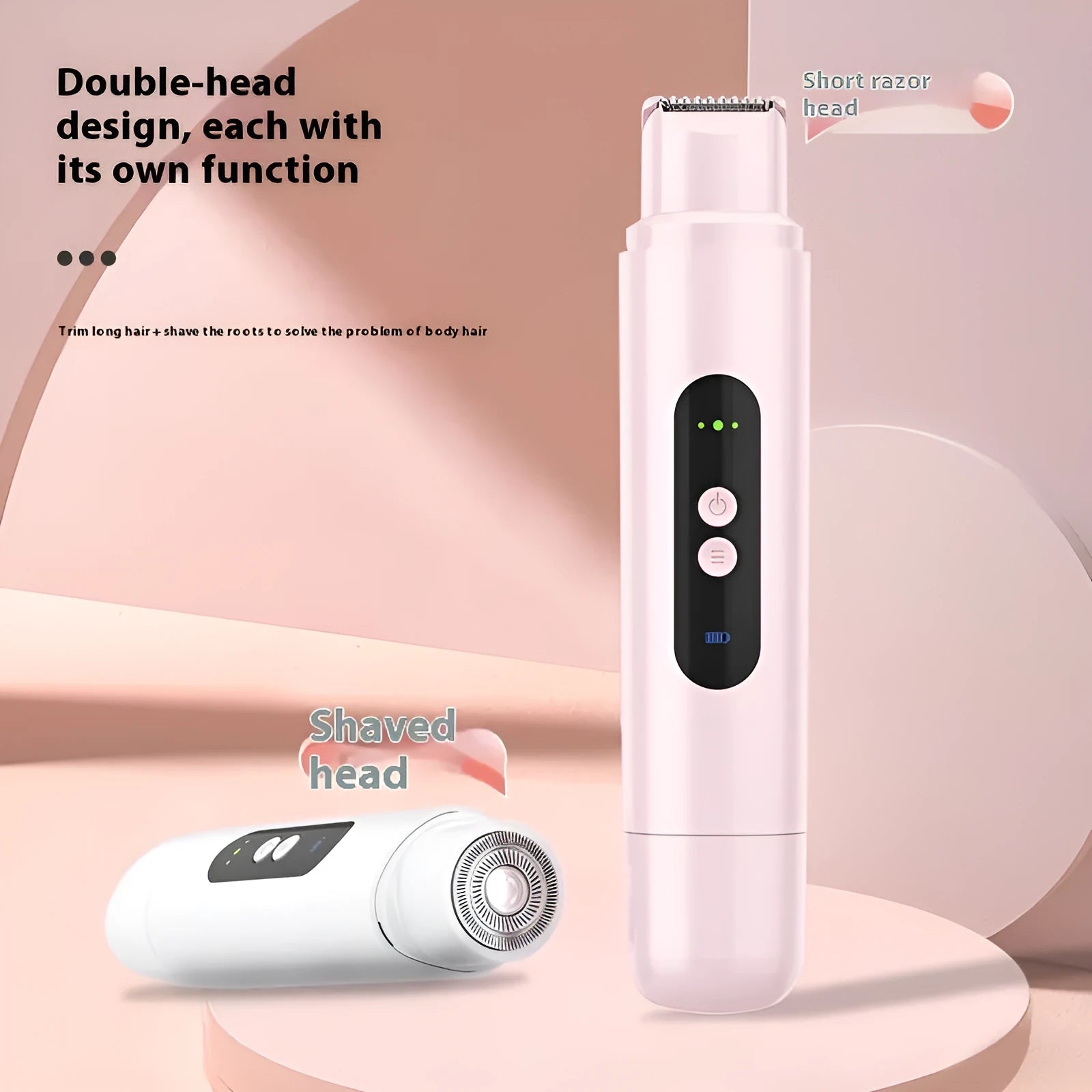 White portable electric depilator for body and armpit hair removal with USB charging cable