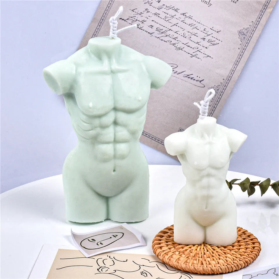 Geometric silicone aromatherapy plaster body candle mould showing 10cm and 14cm height sections