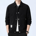Slim fit men's corduroy jacket in solid colour with top stitching pockets, polyester blend fabric