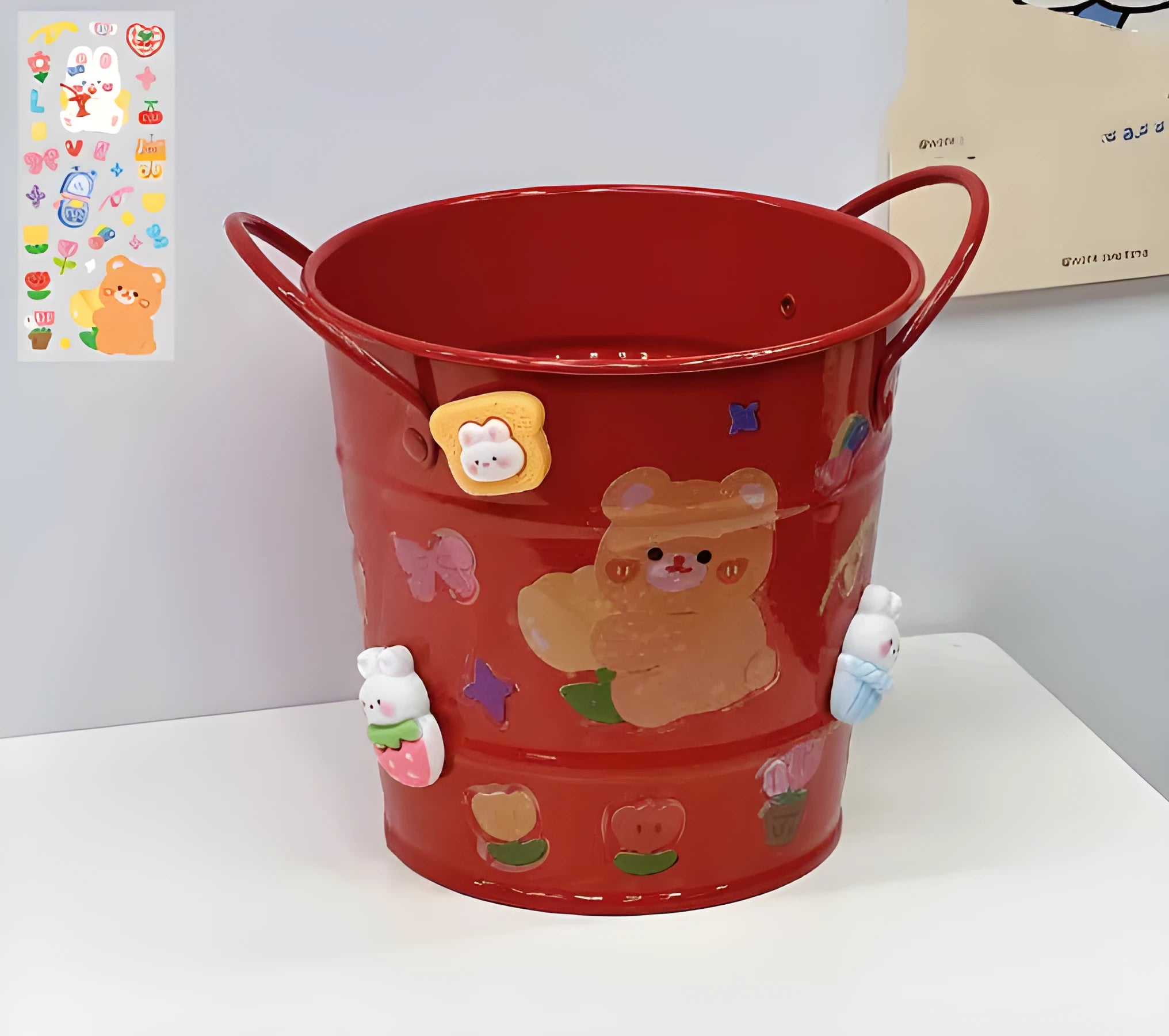 Round metal pen holder for desktop organisation available in multiple colours