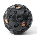 Durable natural rubber dog toy ball with meteorite-shaped bumps in multiple colour options
