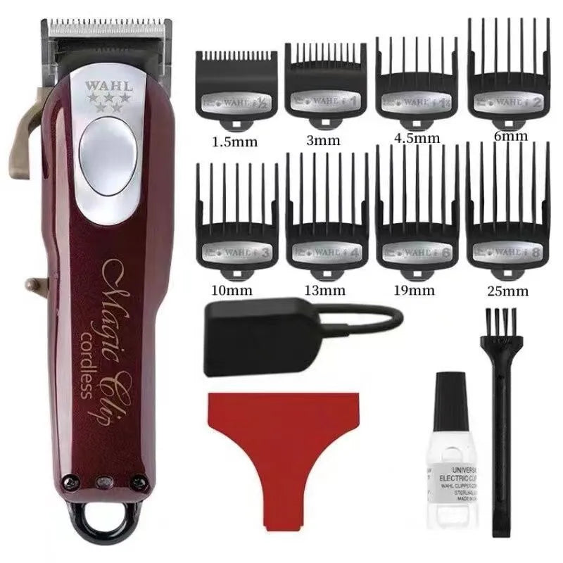 Charging hair clipper set with European, American and British plug adapters