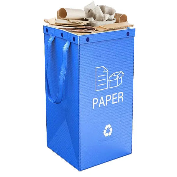 Blue 40L reusable PP waste sorting bag, 30cm wide by 50cm tall, standing upright.