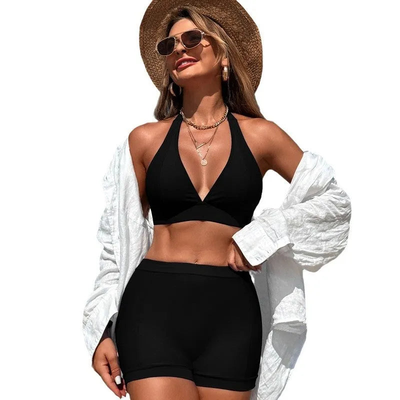 Women's nylon swimsuit bikini in multiple colours for swimming and hot spring use