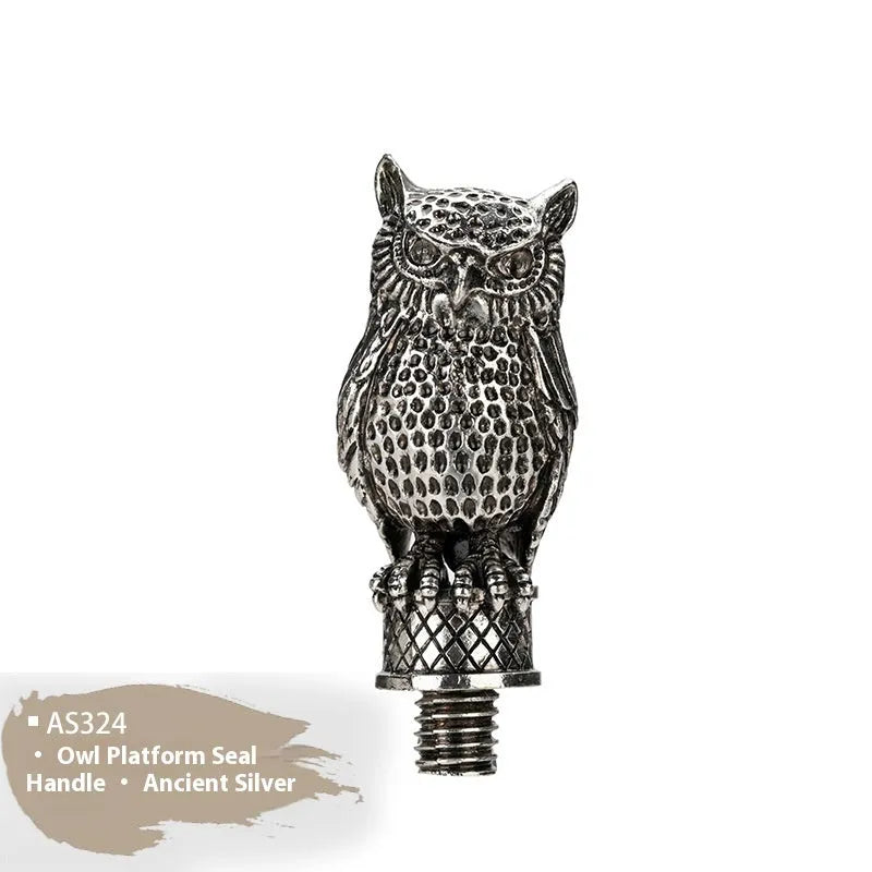 Wooden wax seal handle with decorative metal component in antique silver finish