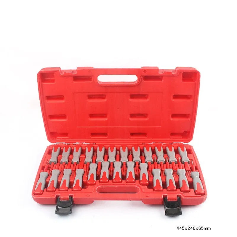25-piece car terminal removal tool set with needles and pull-out keys in storage case
