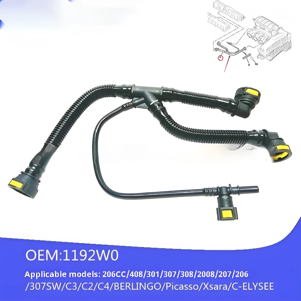 Plastic black crankshaft ventilation pipe 1192W0 for Peugeot Citroen engine air exhaust