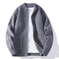 Men's striped sweater cardigan jacket in chemical fibre blend with zip-up front