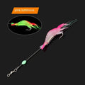 Soft plastic fishing lure with integrated hook in six colour variations including luminous patterns