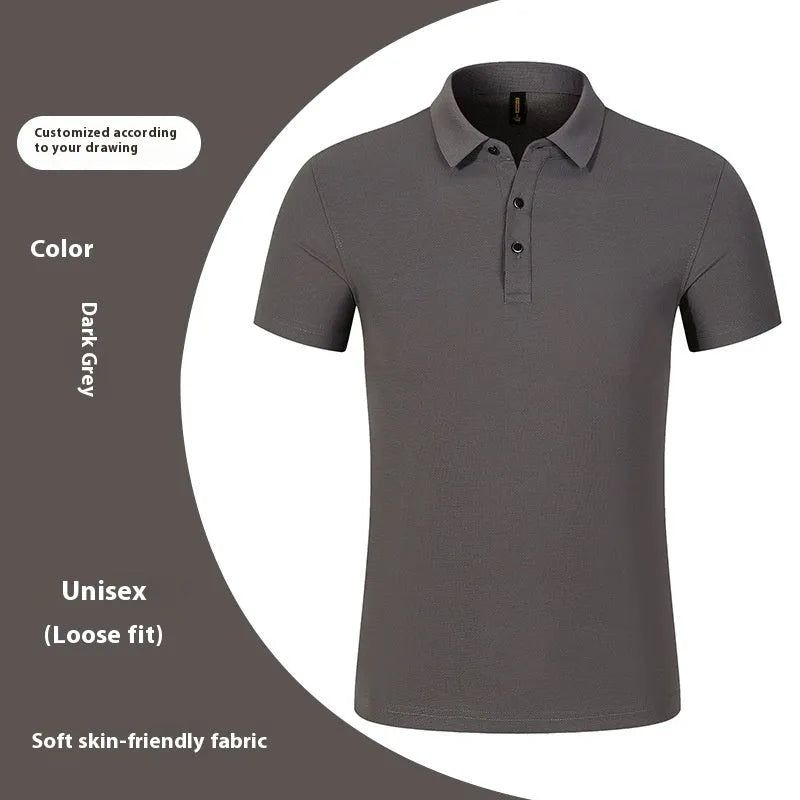 Cotton short-sleeved business polo shirt in solid colour, regular fit, available in black white dark gray navy blue red light blue sizes M to 4XL