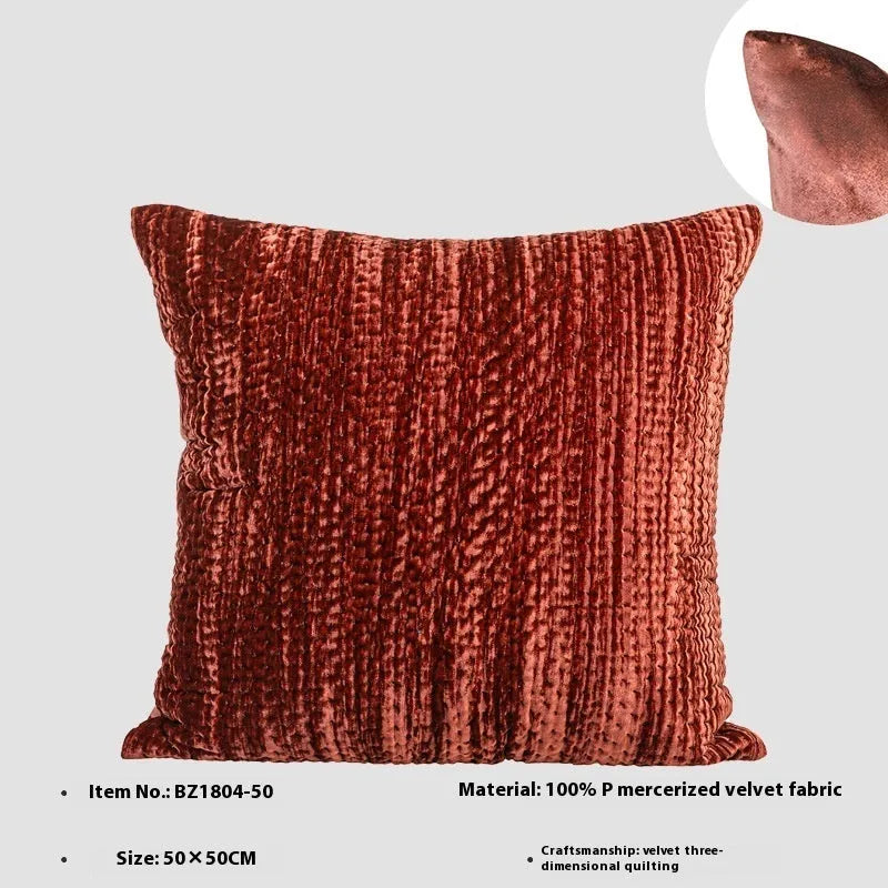 Antique style quilted velvet cushions in square and waist sizes with feather velvet cores