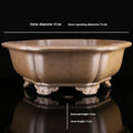 Handmade purple sand plant basin in hexagonal design with traditional Yixing clay construction