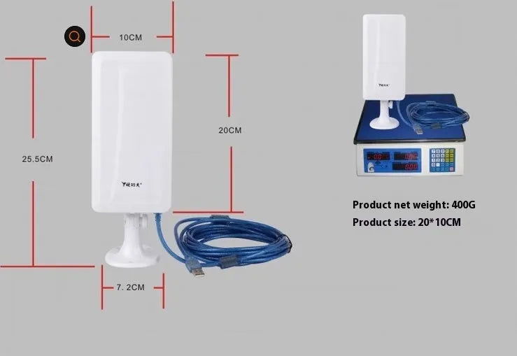 White USB wireless network card with Type USB connector for computer wireless connectivity