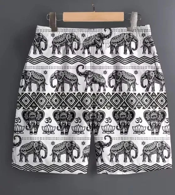 Men's striped polyester casual shorts for outdoor sports and leisure activities