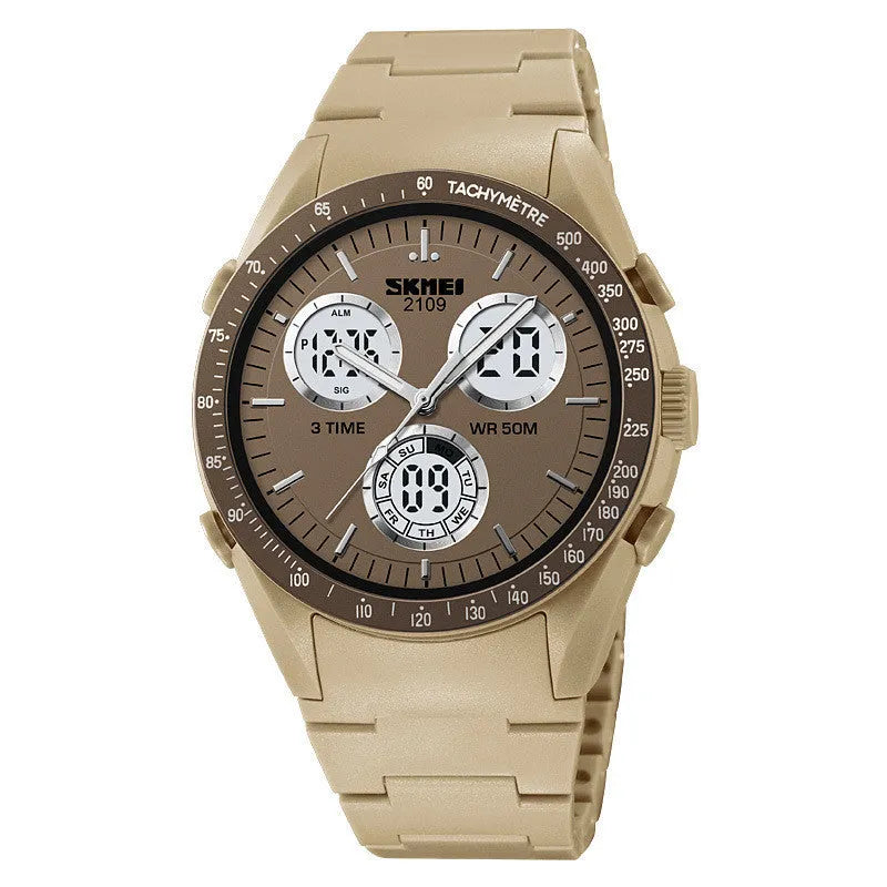 Electronic casual watch with a resin mirror and TPU strap, shown in Army Green camouflage colour.
