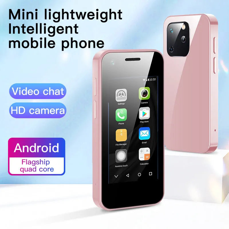 Ultra-small Android smartphone with 2.5-inch screen in Phantom Night Black colour showing compact 84mm height