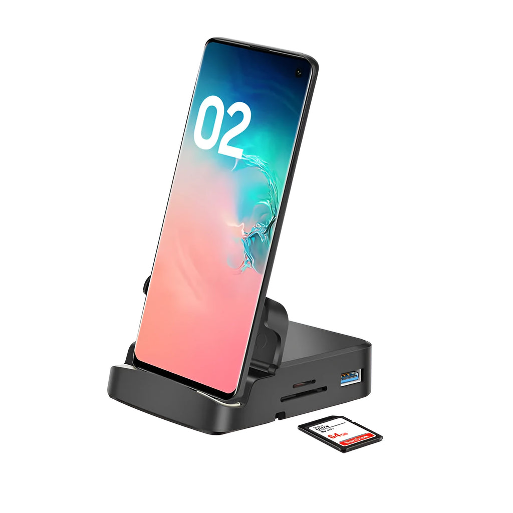 Black Type-C docking station bracket with USB and HDMI ports for MacBook