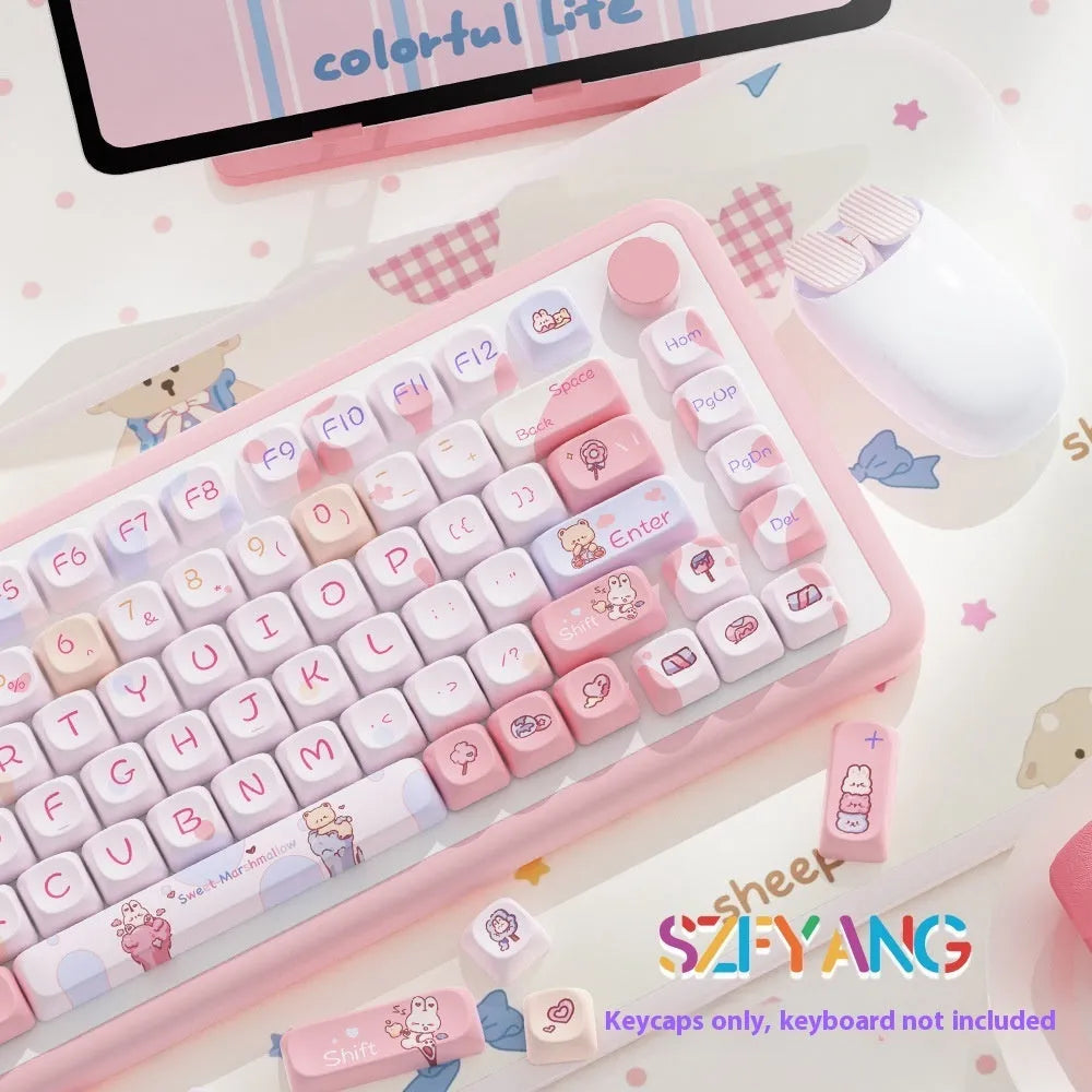 Sweet Cotton Candy coloured mechanical keyboard keycap set showing pastel pink and blue keys