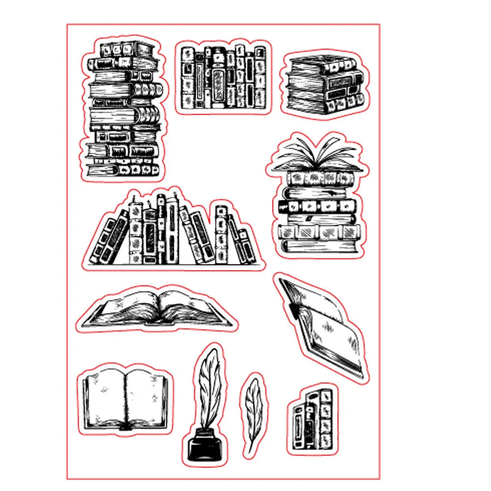 White silicone stamp with pattern design measuring 11x16 cm with transparent adhesive backing